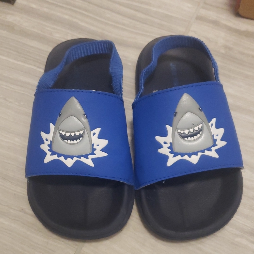 Kids Blue Shark Slide Sandals Size 8 Toddler